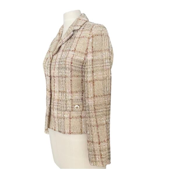 Zara Tweed Textured Button Front Blazer Jacket Small Academia Quiet Luxury - Picture 11 of 16